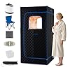 COSTWAY Portable Steam Sauna Box, Sauna Tent w/ 1200W 3L Steamer, 15-Level Temperature, Remote Control, 99-Min Timer, Foldable Chair, Personal Home Spa for Full Body Relaxation, 35'' x 35'' x 71''