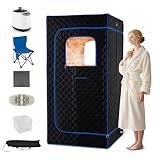 COSTWAY Portable Steam Sauna Box, Sauna Tent w/ 1200W 3L Steamer, 15-Level Temperature, Remote Control, 99-Min Timer, Foldable Chair, Personal Home Spa for Full Body Relaxation, 35'' x 35'' x 71''