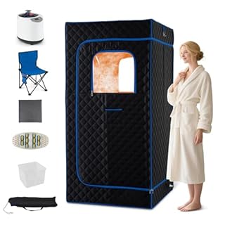 COSTWAY Portable Steam Sauna Box, Sauna Tent w/ 1200W 3L Steamer, 15-Level Temperature, Remote Control, 99-Min Timer, Foldable Chair, Personal Home Spa for Full Body Relaxation, 35'' x 35'' x 71''