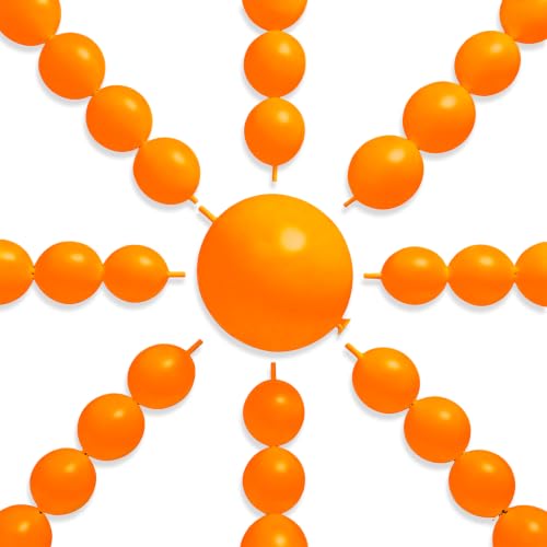 PartyWoo Orange Linking Balloons 100pcs 6 Inch Orange Link Balloons