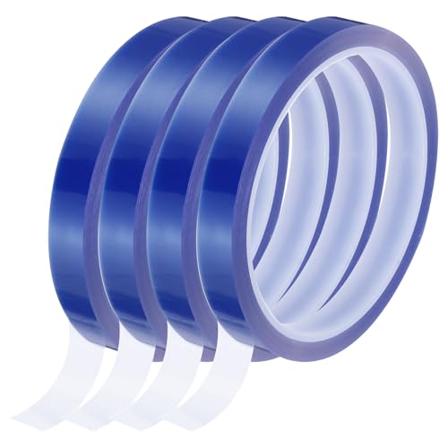 Image of uxcell Blue Heat Tape, 4 Rolls 12mmx33m 108ft High Temperature Heat Resistant Tape for Sublimation,Heat Vinyl Press,Heat Transfer, Circuit Board, No Residue