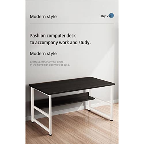 MIN-WIN-Computer-Desk-315-Inch-Home-Office-Desk-with-Shelves-Storage-Modern-Farmhouse-Wood-and-Metal-Study-PC-Laptop-Notebook-Study-Writing-Table-Simple-Executive-Work-Desk-for-Gaming-Student