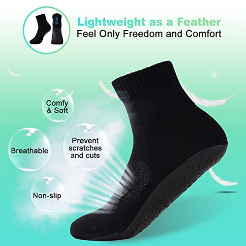 Randy Sun Womens Mens Barefoot Quick-Dry Socks, Smooth Fabrics With Fine Stretch Not Waterproof Sand Shoes For Swim Surf Beach Volleyball Yoga Aerobics Exercise(1 Pair Black Ankle Xl) #TOP3