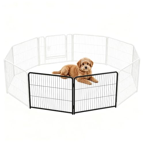 Image of NEWBULIG Dog Playpen Indoor 2 Panels 24 Inch, Metal Outdoor Dog Fence Pen | Heavy Duty Metal Exercise Pen, Foldable Portable, RV Camping, Yard Garden, Small Dogs Pet Pen