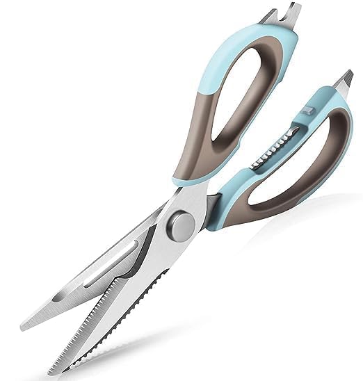 DEVHEART Heavy Duty Kitchen Scissors 7 in 1 Tool Stainless Steel Multipurpose Use for Detachable Mighty Shears for Chicken, Fish, Meat-Vegetables-Bones-Flowers-Nuts-Herbs