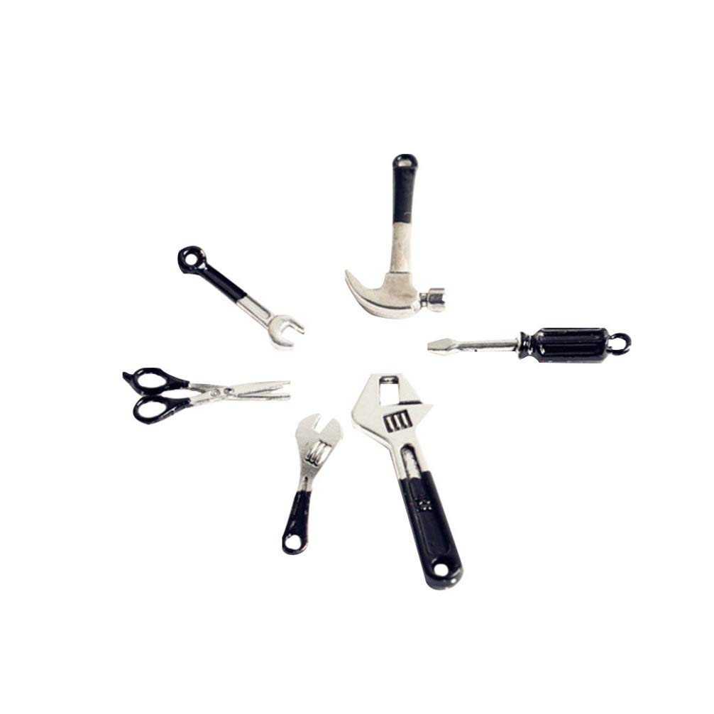 Totority Alloy Miniature Toolbox 6pcs Mini Hammer Wrench Toys Boys and Girls' Mechanical World Decor