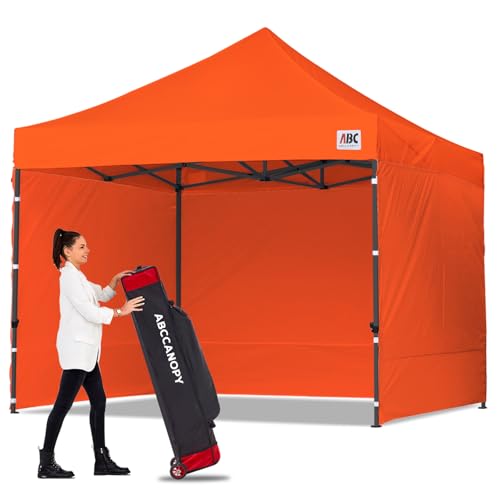 Image of ABCCANOPY Heavy Duty Easy Pop up Canopy Tent with Sidewalls 10x10, Orange
