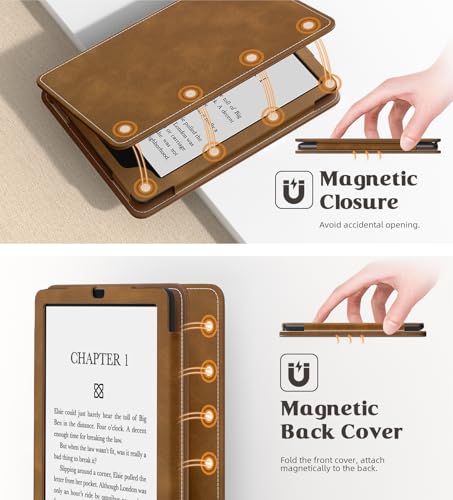 Image of MoKo Case for 7 inch /6.8 inch Kindle Paperwhite(12th /11th Generation-2024 /2021) and Kindle Colorsoft Signature Edition, Slim PU Shell Cover Case with Auto-Wake /Sleep for Kindle Paperwhite 2024, Brown