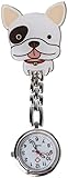 Enfermera Brochwatch, enfermera reloj Cuarzo lindo cachorro dibujos animados colgantes clip de mujer mujer de bolsillo cofre suministros de horario portátil for mujeres for mujeres (color: plata)