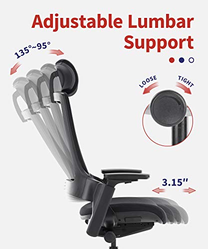 Clatina Ergonomic High Swivel Executive Chair With Adjustable Height Head 3D Arm Rest Lumbar Support And Upholstered Back For Home Office Black #TOP5