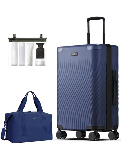 Bagages à main rigides haut de gamme ECOHUB bleu 24 inch avec duffel