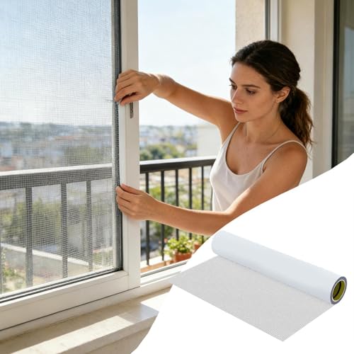 Cinta para mosquiteras autoadhesiva de malla cortable para reparar ventanas en casa 4