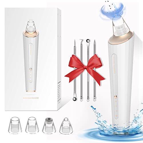 面部黑头去除器，专业黑头去除器真空毛孔清洁器 USB 可充电，具有 3 种模式 4 头用于黑头提取器粉刺油脂 包括四个工具（蓝色）