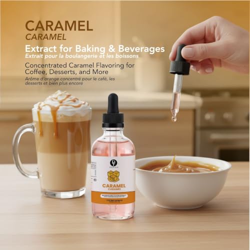 Image of Dolce Flav Natural Caramel Extract - 2 Ounce Water-Soluble Multipurpose Flavoring Ideal for Baked Goods, Beverages, Coffee, Desserts & Ice Cream - Perfect Kitchen Gift for Holidays