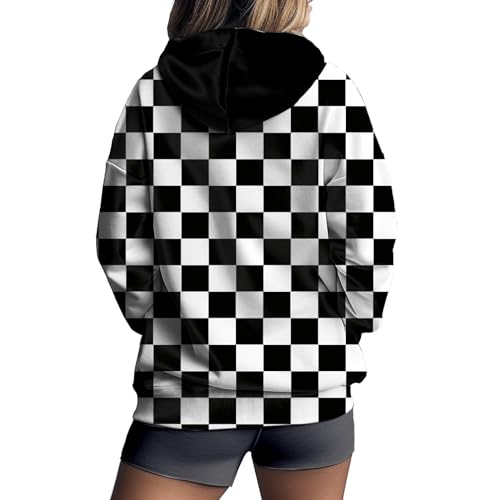 Womens Zip Front Plaid Sweatshirts Print Hoodie Fall Jackets Long Sleeve Casual Drawstring Clothes2