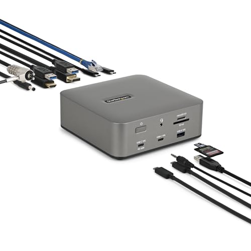 StarTech Thunderbolt 5 Dock, Dual 8K 60Hz, Dreifach 4K für Windows, Bis zu Dual 6K 60Hz für Mac - TB5 & USB4 Docking Station mit 120Gbps max Übertragung, 140W PD, 30W Handy, USB 10Gbps