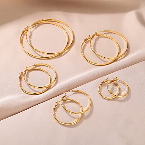 Senteria Large Gold Hoop Earrings14K Gold Plated Hoop Earrings For Women Lightweight Hypoallergenic Big Gold Hoops Earrings For Girls 40Mm Mother's Day Gift #TOP5