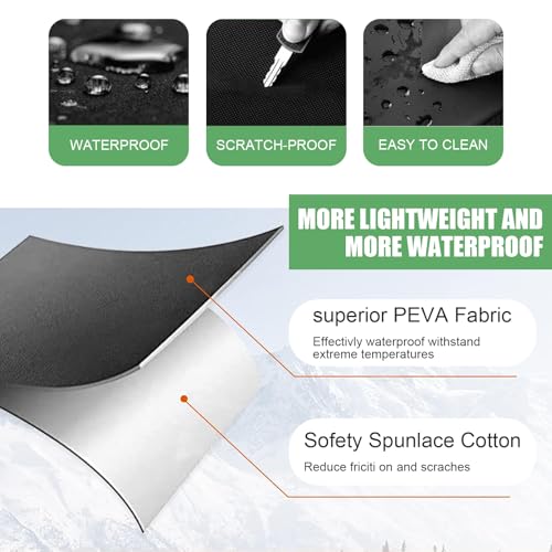 Image of 1 PC Car Windshield Snow Cover with Side Mirror Cover, 94.5 inch x 57.3 inch Elastic Hook Anti-Theft Buckle Mounting Foldable Windshield Protector, for Most Large SUVs, Pickup Trucks (Black)