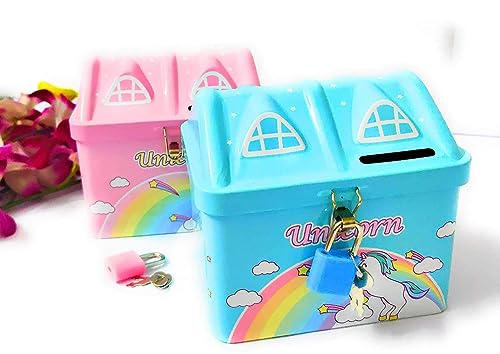 Image of Sajani Cute Cartoon Creative Portable Piggy Bank, Money Saving Box with Combination Lock, Mini Coin Bank Gifts for Boys and Girls, Best Return Gifts for Kids (Pack of 1) (Little House)