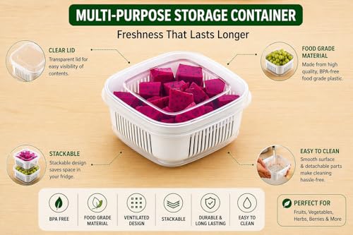 Image of ITALIX Kitchen Storage Containers Set of 6 for Fridge Organizer, Multipurpose Food Storage Boxes for Kitchen, Refrigerator, Pantry & Dry Snacks Storage Containers with Lids