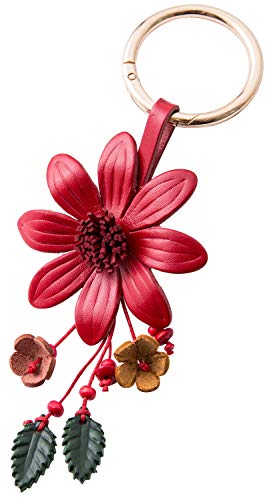 Giftale Genuine Leather Flower Tassel Keychain Car Keyring Fob Boho Accessorie for Women, Daisy-burgundy, L