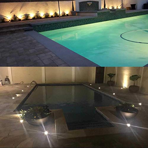 Image of Landscape Lights - LED Well Lights with 8 Pack, 6W, 12V-24V, IP67 Waterproof, Low Voltage Landscape Lighting for Driveway, Deck, Step, Garden (Warm White)