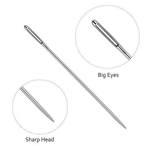 30Pcs Large Eye Stitching Needles, 5 Sizes Big Eye Hand Sewing Sharp Needles Embroidery Thread Needle With A Wooden Needle Case #TOP2