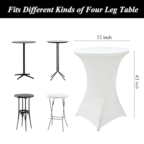 Seveups 4Pack White Cocktail Table Cover 32x43 Inch Fitted Stretch Cocktail Tablecloth for Round Table Top Cover High Top TableCloths for Party Bar Pub Wedding Banquet by Seveups - Used condition - Image 3
