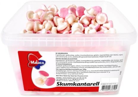 Malaco Skumkantarell, Pink Strawberry Mushroom Foam - Scandinavian Sweets. Full Tub. 938grams