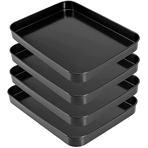 HOIGON 4 Pieces 7 x 9.6 Inch Baking Sheet Pans, Non Stick Baking Toaster Oven Pan Tray, Rectangular Cookie Sheets Baking Sheets for Oven Cover