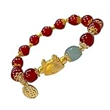 ATMRC Pulsera con cuentas de cristal rojo for mujer, accesorio con símbolo del dragón, suerte y prosperidad inspiradas en el zodíaco