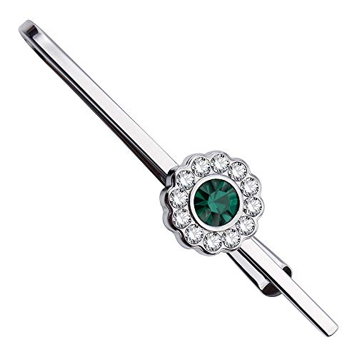 2 Inch Tie Clip For Men Tie Bar Crystal Tie Pin In Gift Box Wedding Birthday Anniversary Party - Green Crystal #TOP5