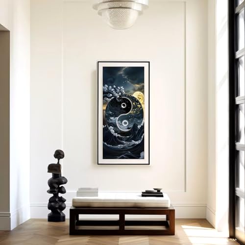 Rousp Extra Large Diamond Art Kits for Adults Yin Yang Array Diamond Painting Big Size Full Drill Beginners Craft Kits for Home Wall Decor Gifts 18x39 Inches