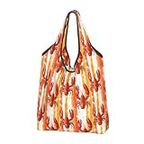 GVYGVY Bolsa grande para mujer, ligera, reutilizable, plegable, cómoda bolsa de compras con estampado de langosta naranja para comestibles, bolsas de tela, trabajo, playa, viajes, con asas