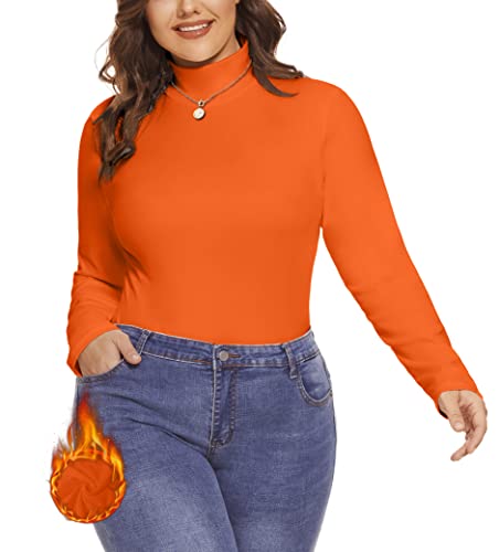 COOTRY Womens Plus Size Fleece Lined Turtleneck Mock Neck Tops Long Sleeve Thermal Shirts Base Layer