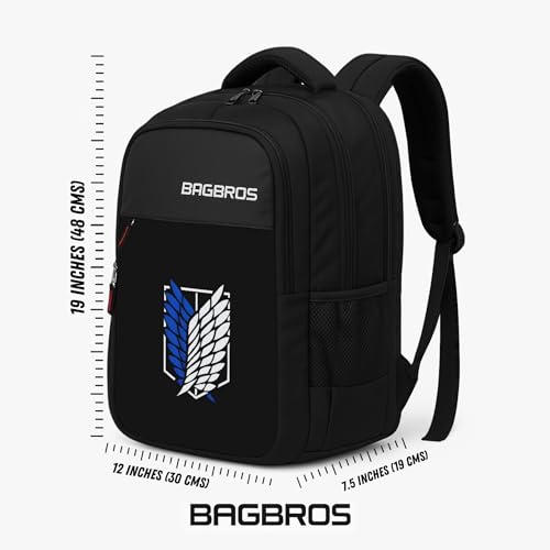 Image of Bagbros Anime Printed Backpack Laptop Bagpack | 30L Wings of Freedom Anime AOT Print Backpacks Multi-Storage Backpack, Laptop Bags, School Bags, College Bags