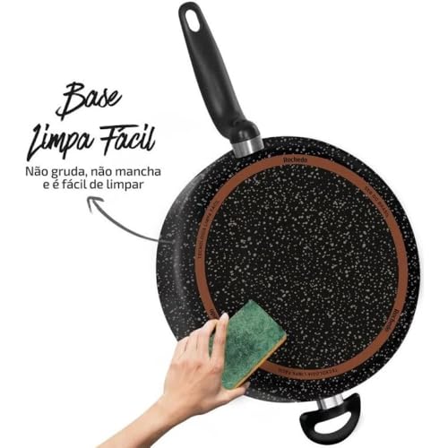 Frigideira Funda Stone Pro 28cm Preta Rochedo