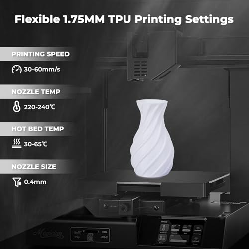 Image of AMOLEN 3D Printer Filament, Flexible TPU Filament Bundle, 1.75mm TPU Filament Multicolor, Soft Filaments of High Elasticity, Supports High Speed, 200gX4 Spools(Black /White /Red /Blue)