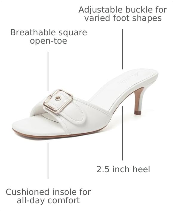 Image of Mostrin Kitten Heels for Women Summer Mules Heels Stiletto Heeled Sandals Slip On Backless Dressy Womens Sandals