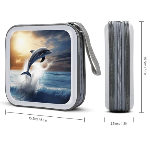 Funda de CD con 40 compartimentos y bolsa de plástico duro portátil con cremallera 3