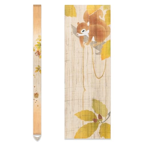 京都洛柿庵 細タペストリー 【 ナンキンハゼ 】 ルシエール・ジャパン / 約10×170cm 麻生地 タペストリー 掛け軸 インテリア ディスプレイ 和モダン