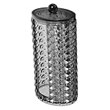TOPPERFUN Organizador de Algodón y Bastoncillos de Acrílico con Tapa Diseño Transparente Negro Compacto y Portátil para Almacenamiento de Almohadillas de Maquillaje Baño y Tocador