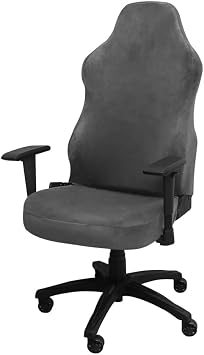 Gaming Chair Cover - Premium Stretchable Velvet Slipcover with Non-Slip Base, Universal Fit for Racing Office Gaming Chairs,Gray