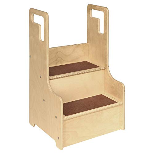 Contender Reach Up Step Up Stool for Toddlers with Support Handles and Non Slip, Montessori Wooden Reach Up Safety Steps for Bathroom, Kitchen [ Comes Fully Assembled ]