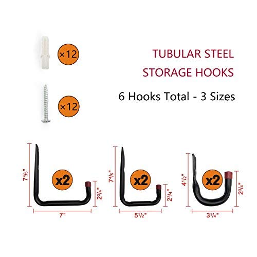 Wintek Heavy Duty Wall Mounted Garage Storage Utility Hooks And Hangers-Organizer For Tools,Bikes,Ladders,Chairs-Includes 12Pcs Screws And Anchors,6 Pack #TOP1