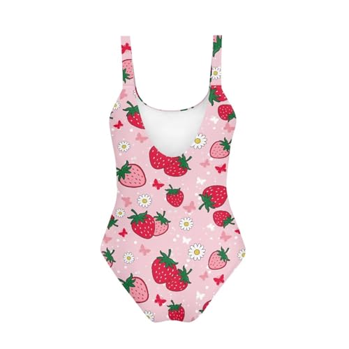 Image of One Piece Bathing Suit for Girl Kids Cute Beach Sport Swimwear U Back Scoop Neck Summer Swimming Pool Beachwear