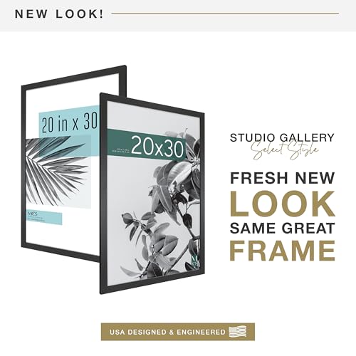 MCS Studio Gallery 20x30 Poster Frame Black Woodgrain, Vertical & Horizontal Wall Hanging Large Picture Frame for Photos, Posters & Art Prints (1-Pack)