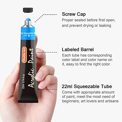image for 82 Pack Acrylic Paint Set, Shuttle Art 66 Colors Acrylic Paint with 10