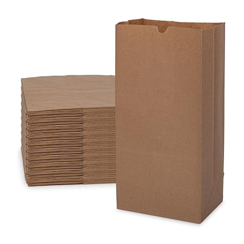 Prime Line Packaging Brown Paper Lunch Bags, Large Grocery Size for Delivery, Take Out, Shopping, Store, Bakery Use, 20 LB, 8.25x5.31x16.12 100 Pack