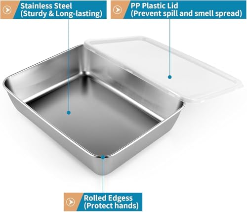 Image of Stainless Steel Food Storage Containers with Clear Lids, 4-Piece Set, Stackable Lunch Box for Refrigerator